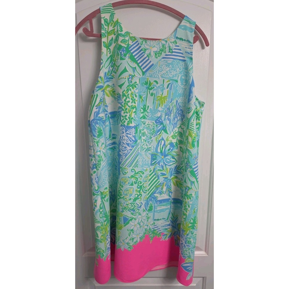 Lilly Pulitzer Jackie Shift Dress Beach Happy Whisper Blue Size Large New W Tag